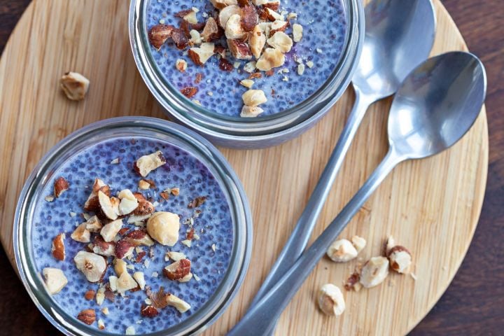 Peanut Butter and Blueberry Chia Seed Pudding