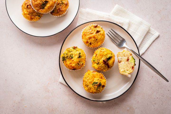 Quinoa egg muffins on a plate for meal prep.