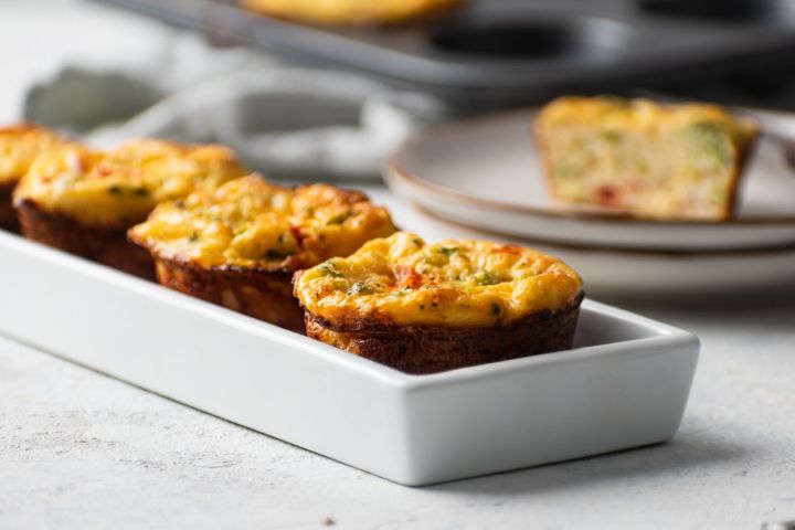 Veggie packed cottage cheese egg muffins for breakfast.