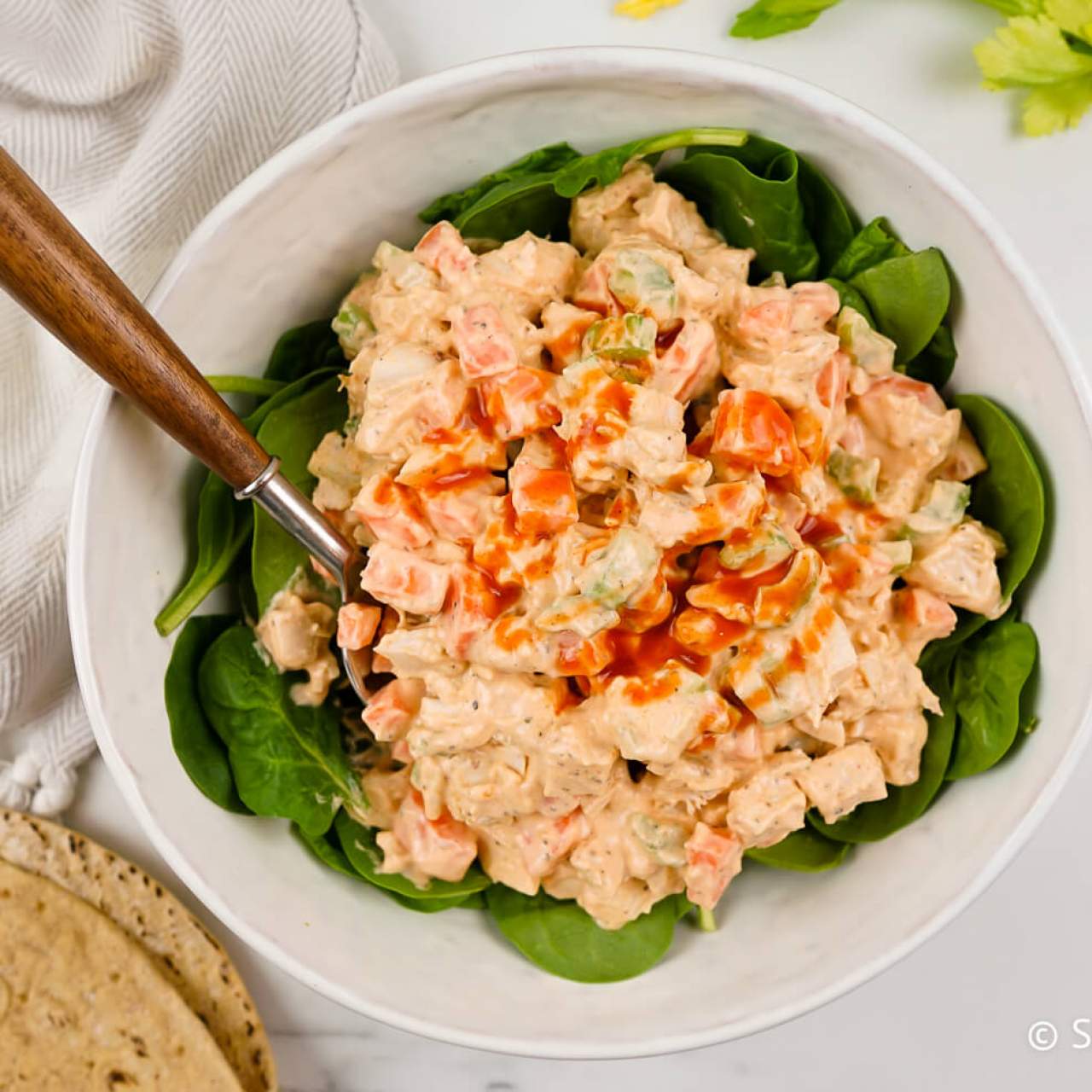 Easy Buffalo Chicken Salad Meal Prep - All the Healthy Things