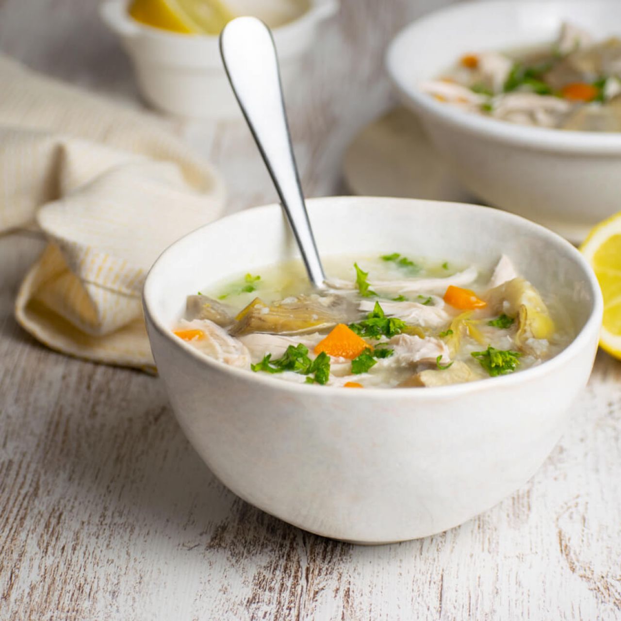 Slow Cooker Lemon Chicken Artichoke Soup-image