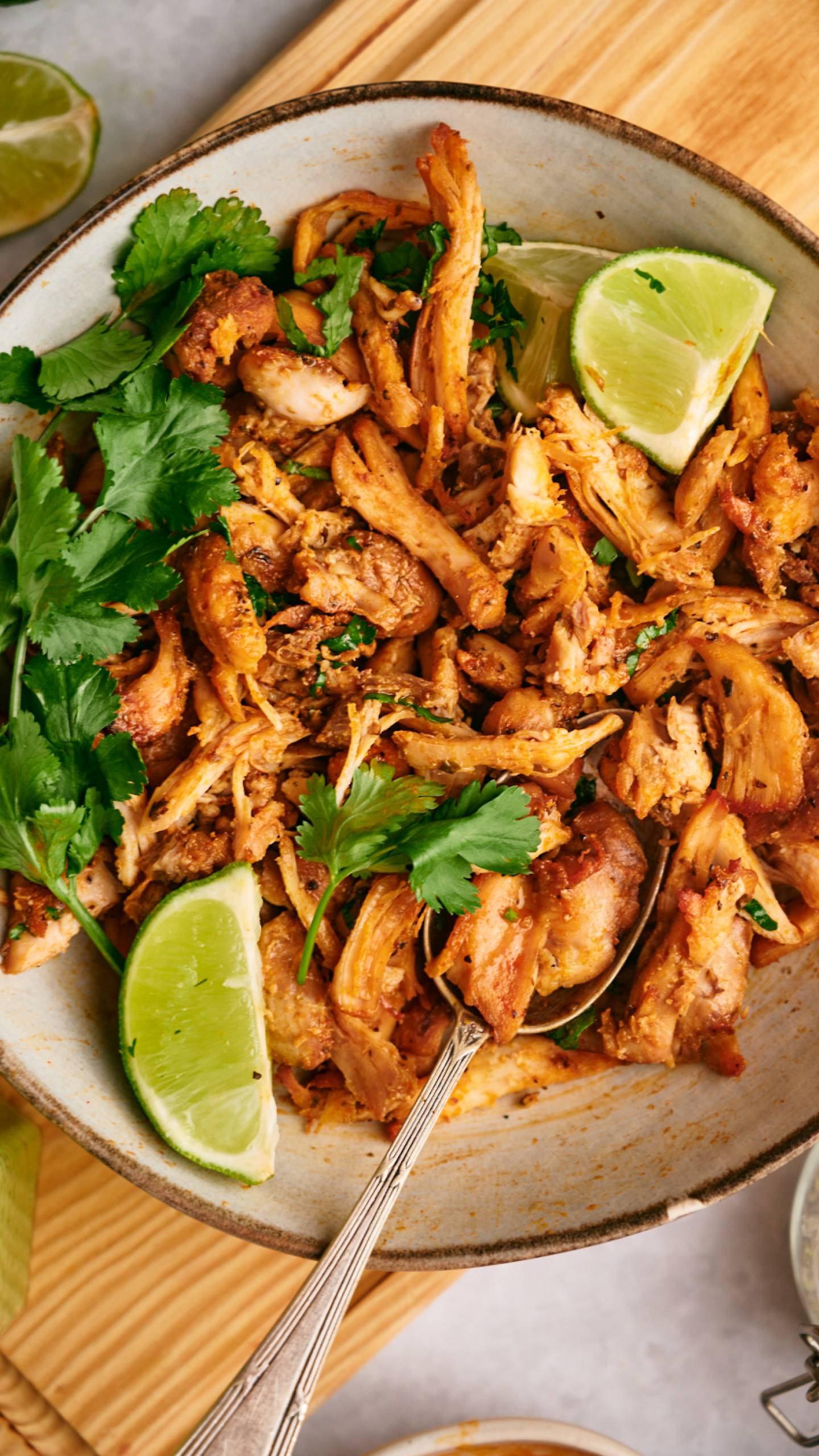 Instant Pot Chicken Carnitas - Garnished Plate