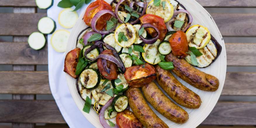 Grilled Chicken Sausages And Vegetables Slender Kitchen