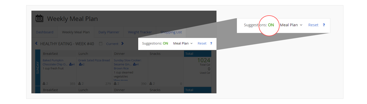 Turn the Suggestions On and Off